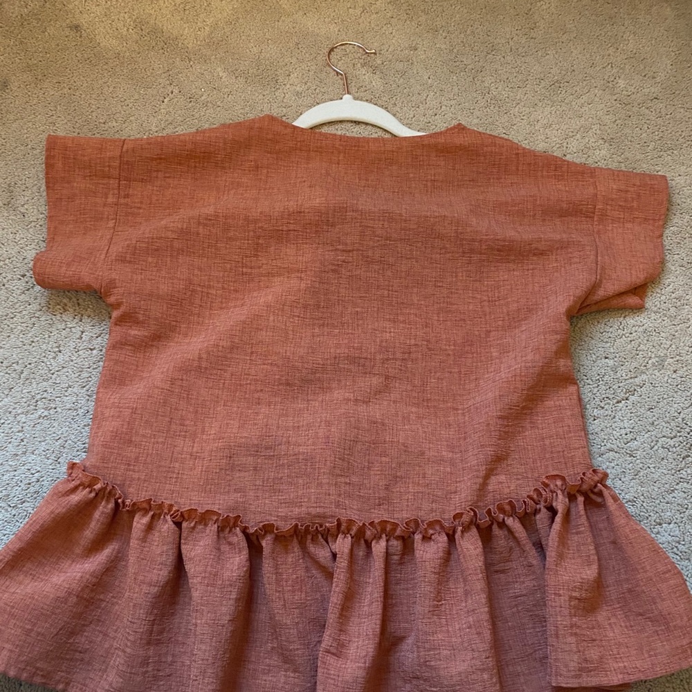 Shein Orange Ruffle Top - Picture 2 of 2